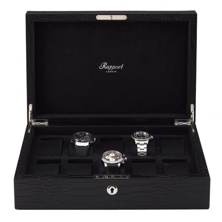 Rapport Brompton 10 Piece Leather Watch Box - Black - Image 2