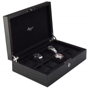 Rapport Brompton 10 Piece Leather Watch Box - Black