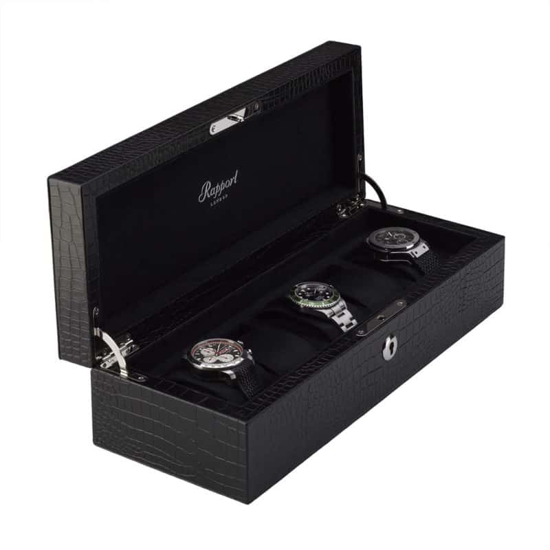 Rapport Brompton 5 Piece Leather Watch Box - Black