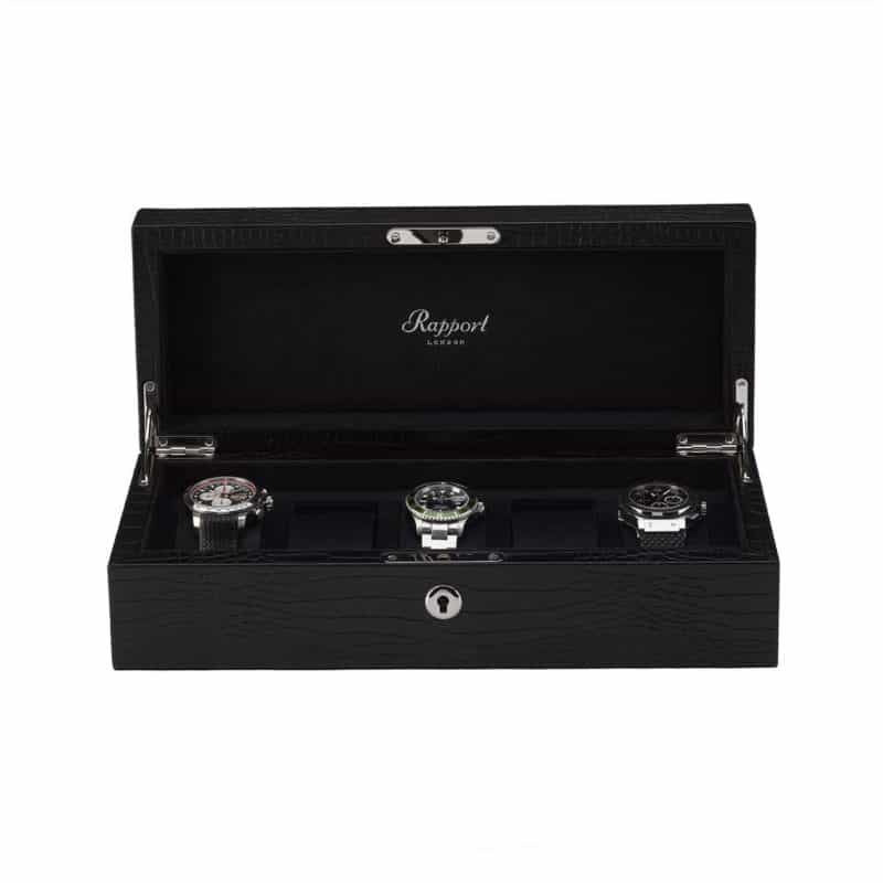 Rapport Brompton 5 Piece Leather Watch Box - Black - Image 2
