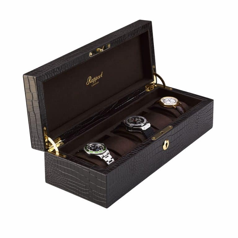 Rapport Brompton 5 Piece Leather Watch Box - Brown