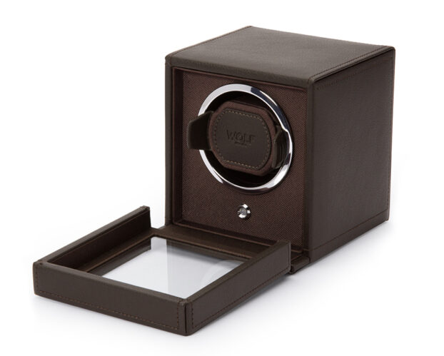 WOLF Cub Single Watch Winder With Cover - Brown - Image 2