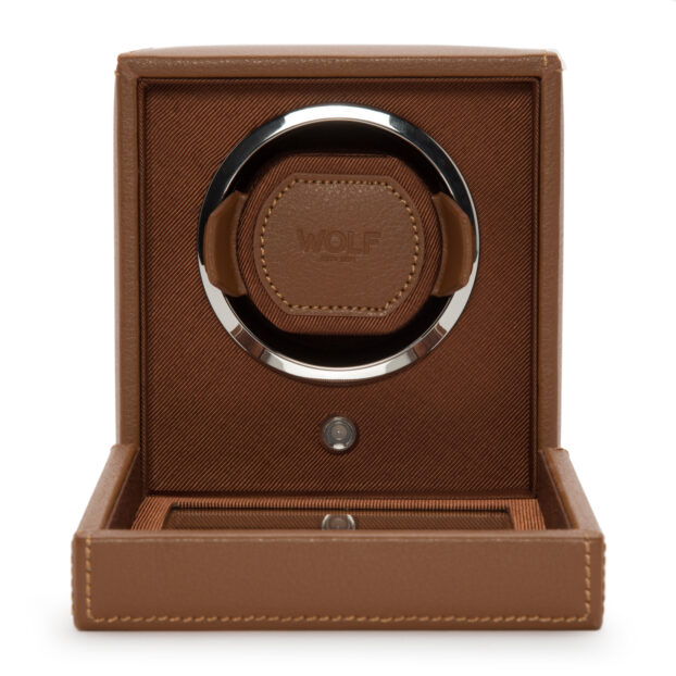 WOLF Cub Single Watch Winder With Cover - Cognac - Image 3