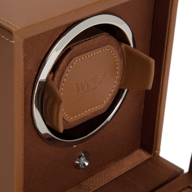 WOLF Cub Single Watch Winder With Cover - Cognac - Image 5