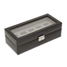 WOLF Heritage 5 Piece Watch Box - Black and Grey