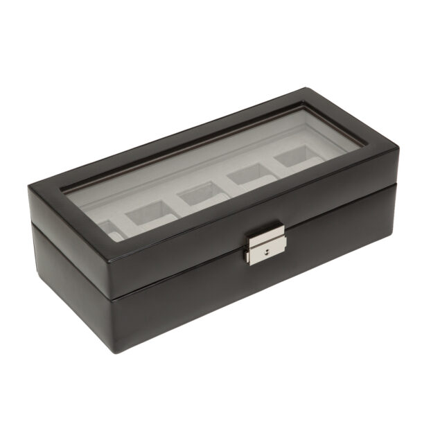 WOLF Heritage 5 Piece Watch Box - Black and Grey