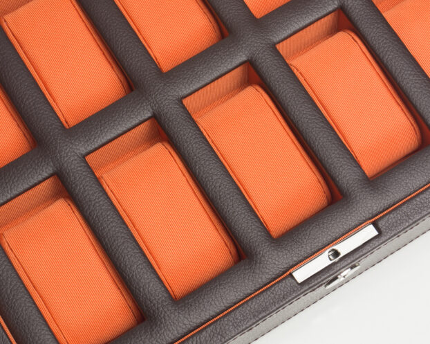 WOLF Windsor 10 Piece Watch Box - Brown and Orange - Image 3