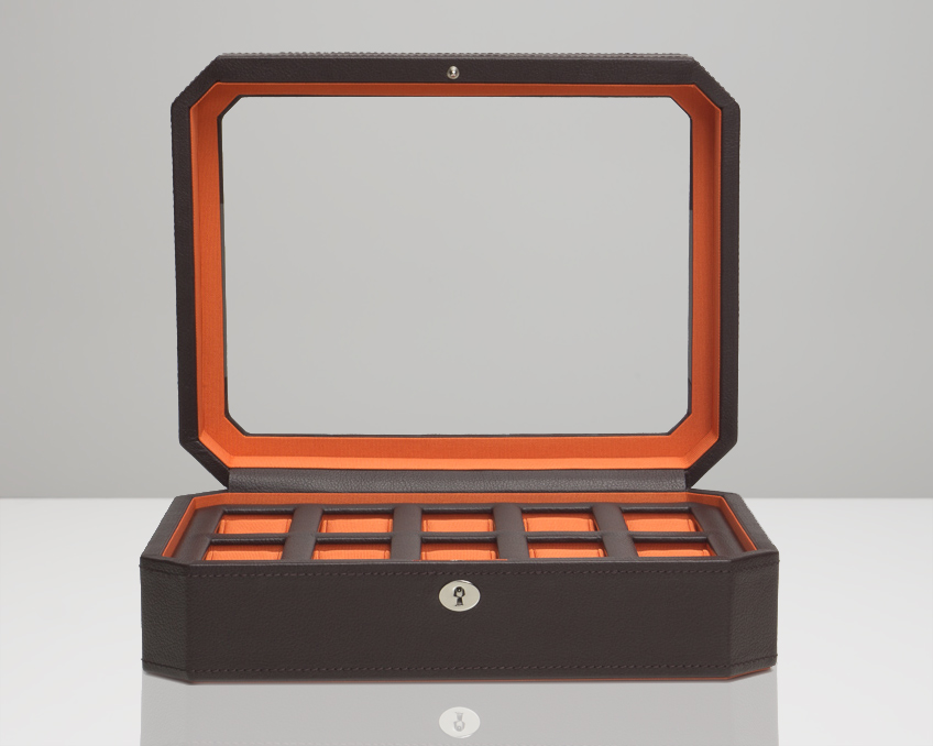 WOLF Windsor 10 Piece Watch Box - Brown and Orange - Image 2