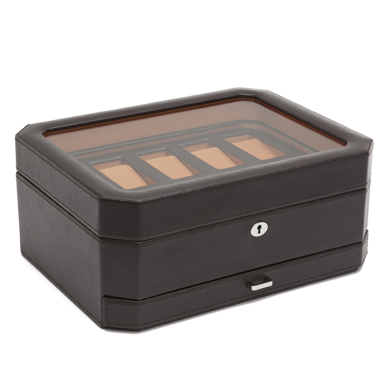 WOLF Windsor 10 Piece Watch Box with Drawer - Brown and Orange - Image 2