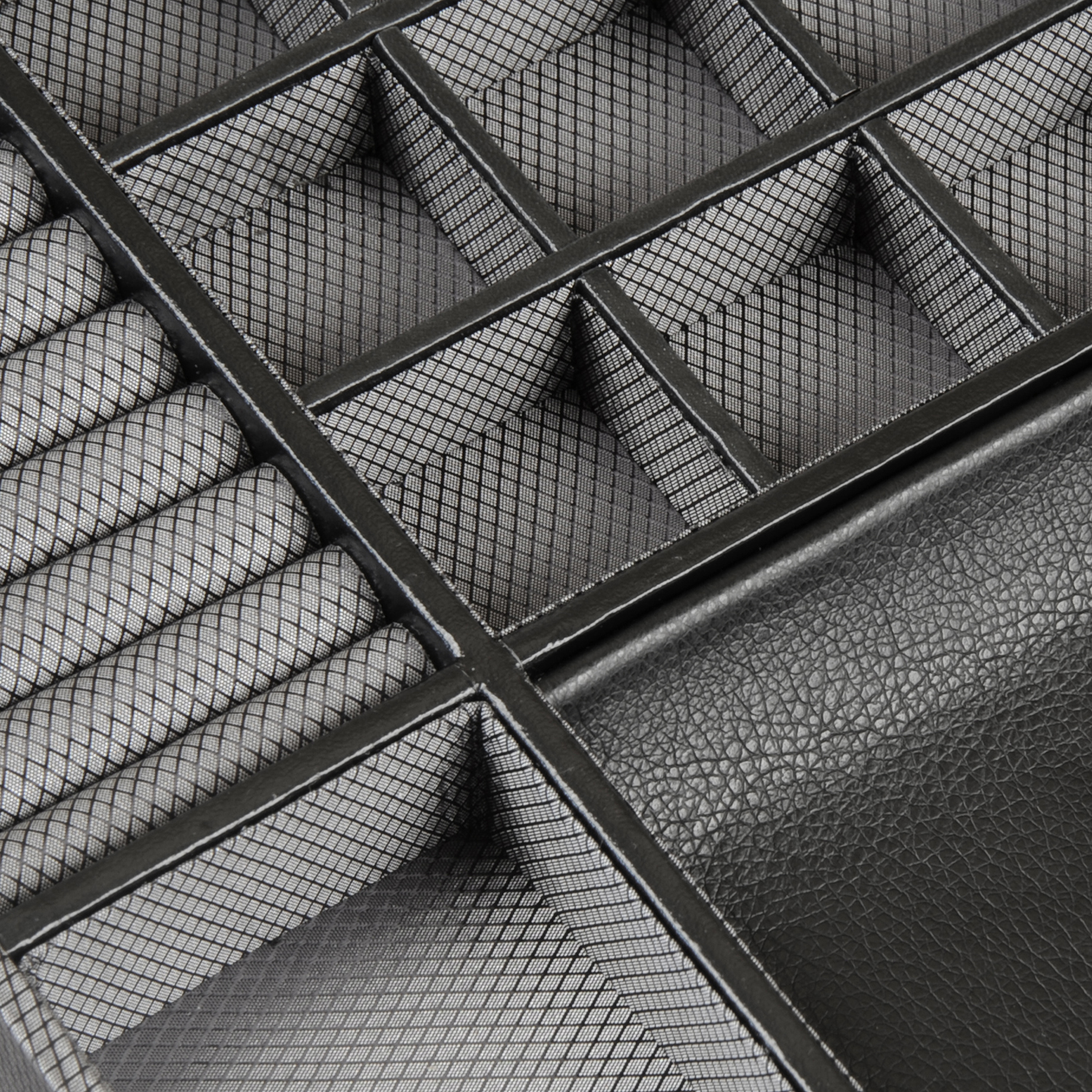 WOLF Windsor 10 Piece Watch Box with Drawer - Black and Grey - Image 4