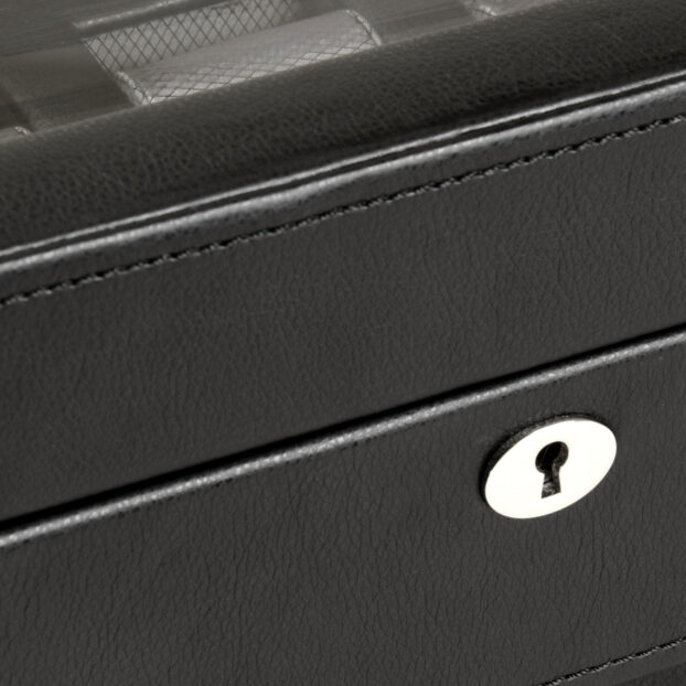 WOLF Windsor 10 Piece Watch Box with Drawer - Black and Grey - Image 6