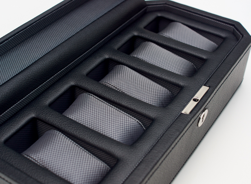 WOLF Windsor 5 Piece Watch Box - Black and Grey - Image 2