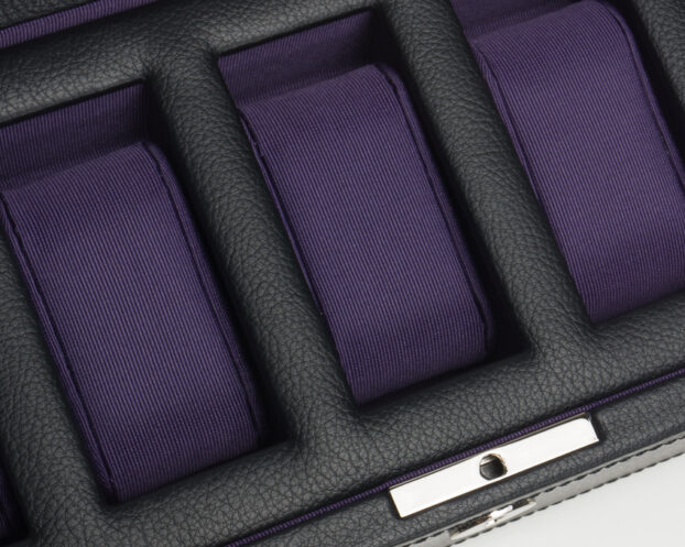 WOLF Windsor 5 Piece Watch Box - Black and Purple - Image 3