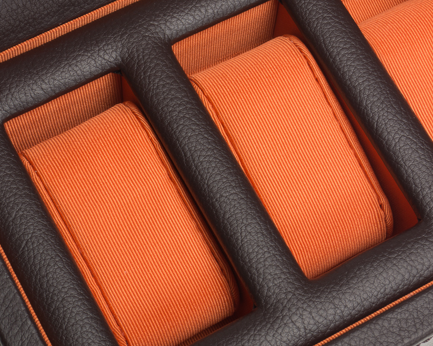 WOLF Windsor 5 Piece Watch Box - Brown and Orange - Image 3