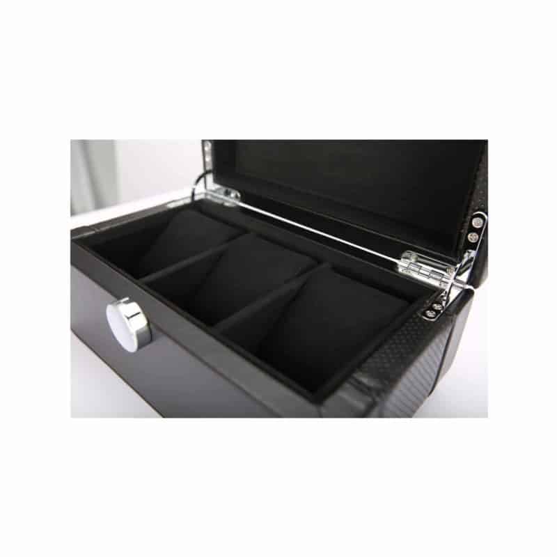 Benson Black Series 3 Piece Leather Watch Box - Black - Image 3