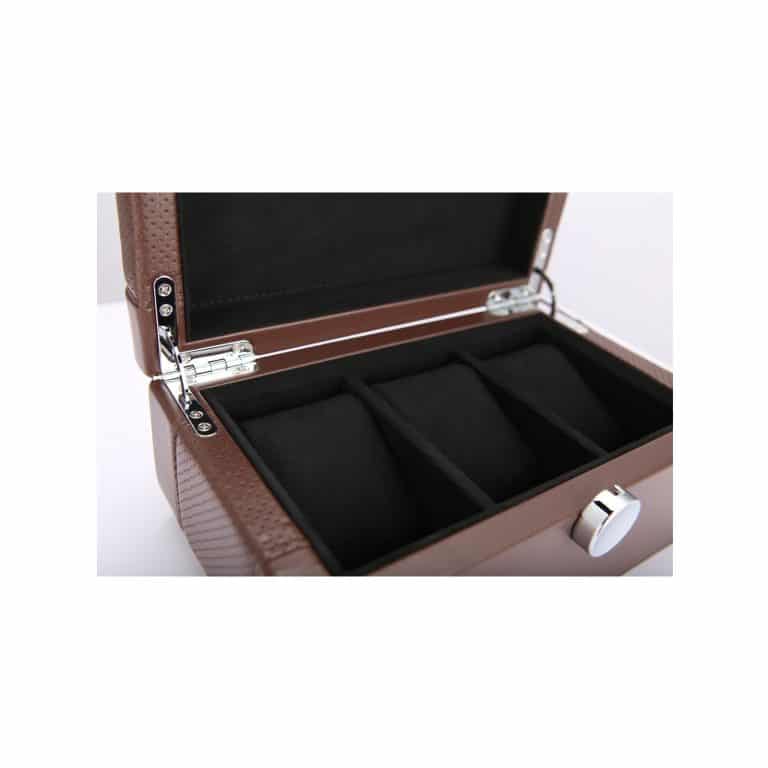 Benson Black Series 3 Piece Leather Watch Box - Brown - Image 3