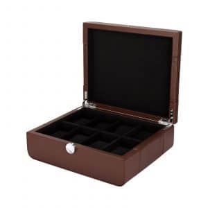 Benson_Watch_Box_Black_Series_LWB.8DB_Brown_Front_Angle_Open