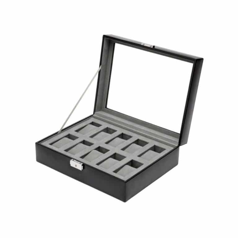 WOLF Heritage 10 Piece Watch Box - Black and Grey - Image 2