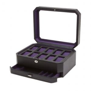 Windsor_10_Piece_Black_Purple_Drawer_Front_Angle_Open_1400