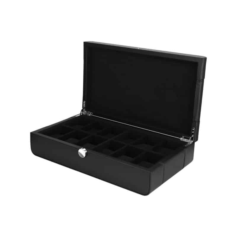 Benson Black Series 12 Piece Leather Watch Box - Black