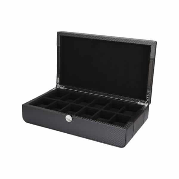 Benson Watch Box Black Series LWB.12 Carbon Front Angle Lid Open