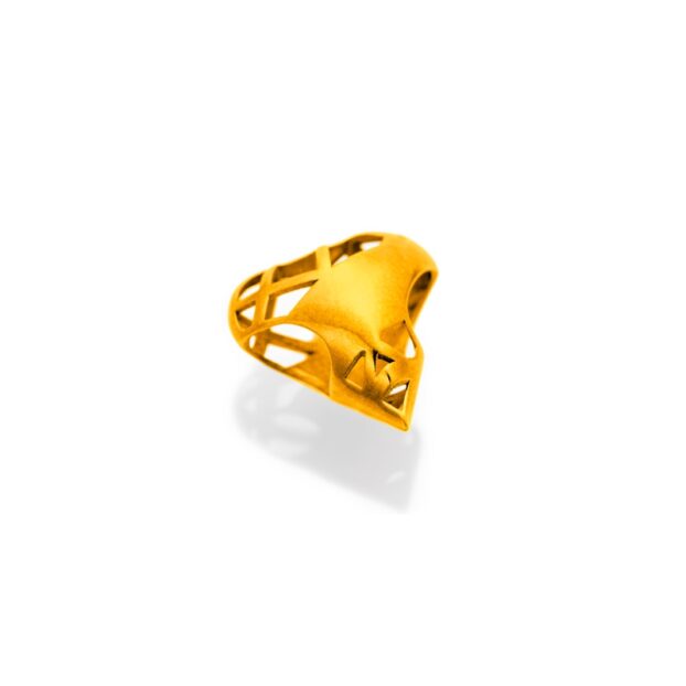 Bold Heart Bead Matte Gold
