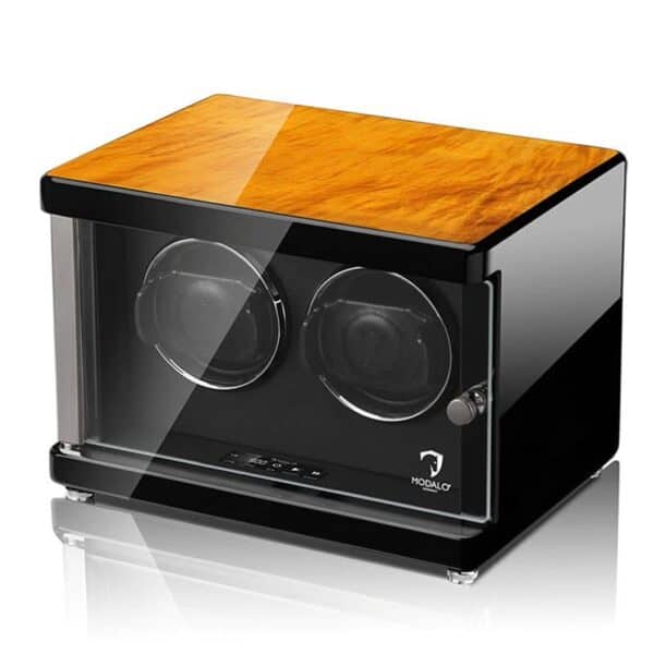 Ambiente Double Watch Winder Gold Phoebe Front Angle