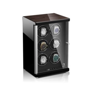Ambiente Six Tower Watch Winder Macassar Front Angle Watches