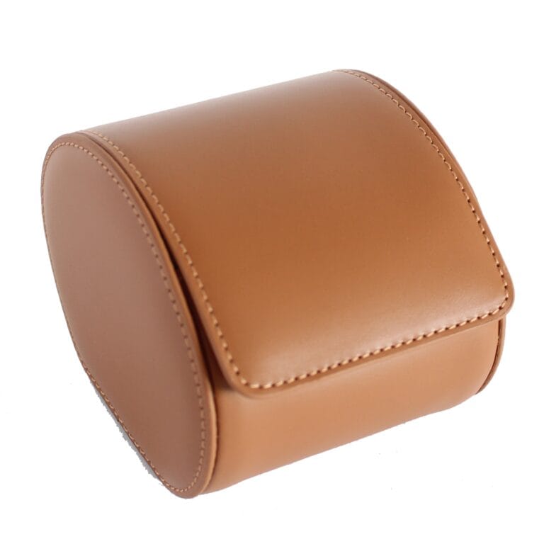 Leather Single Watch Roll in tan