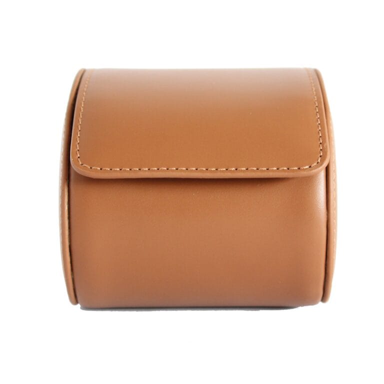 Leather Single Watch Roll in tan