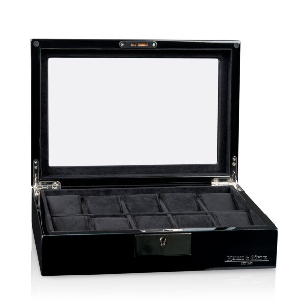 Tenor Black 10 Watch Box Open